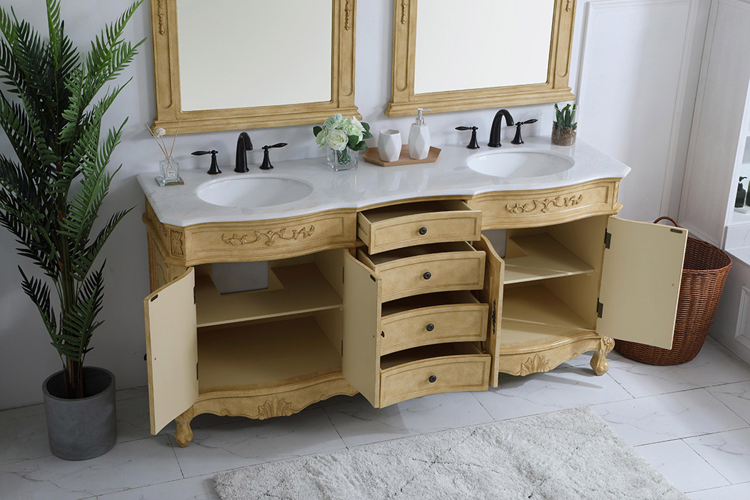 Elegant Danville Double Vanity Sink Set - Antique Beige (VF10172DAB)