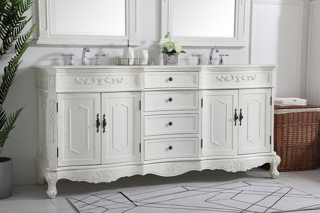 Elegant Danville Double Vanity Sink Set - Antique White (VF10172DAW)