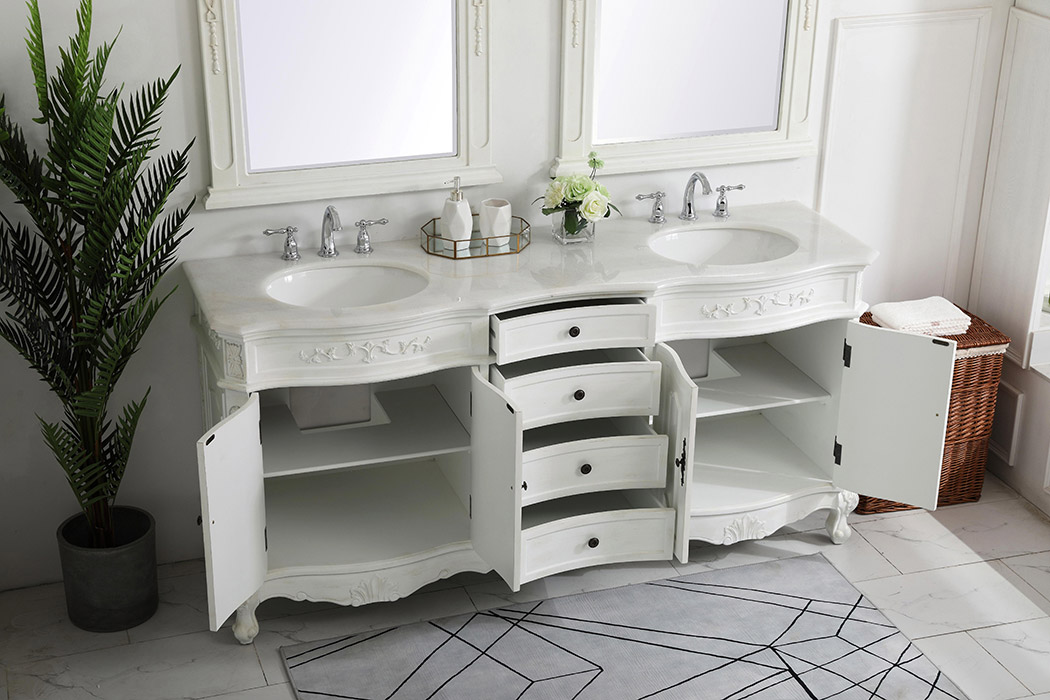 Elegant Danville Double Vanity Sink Set - Antique White (VF10172DAW)