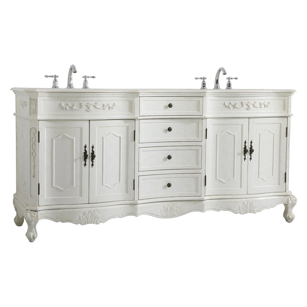 Elegant Danville Double Vanity Sink Set - Antique White (VF10172DAW)