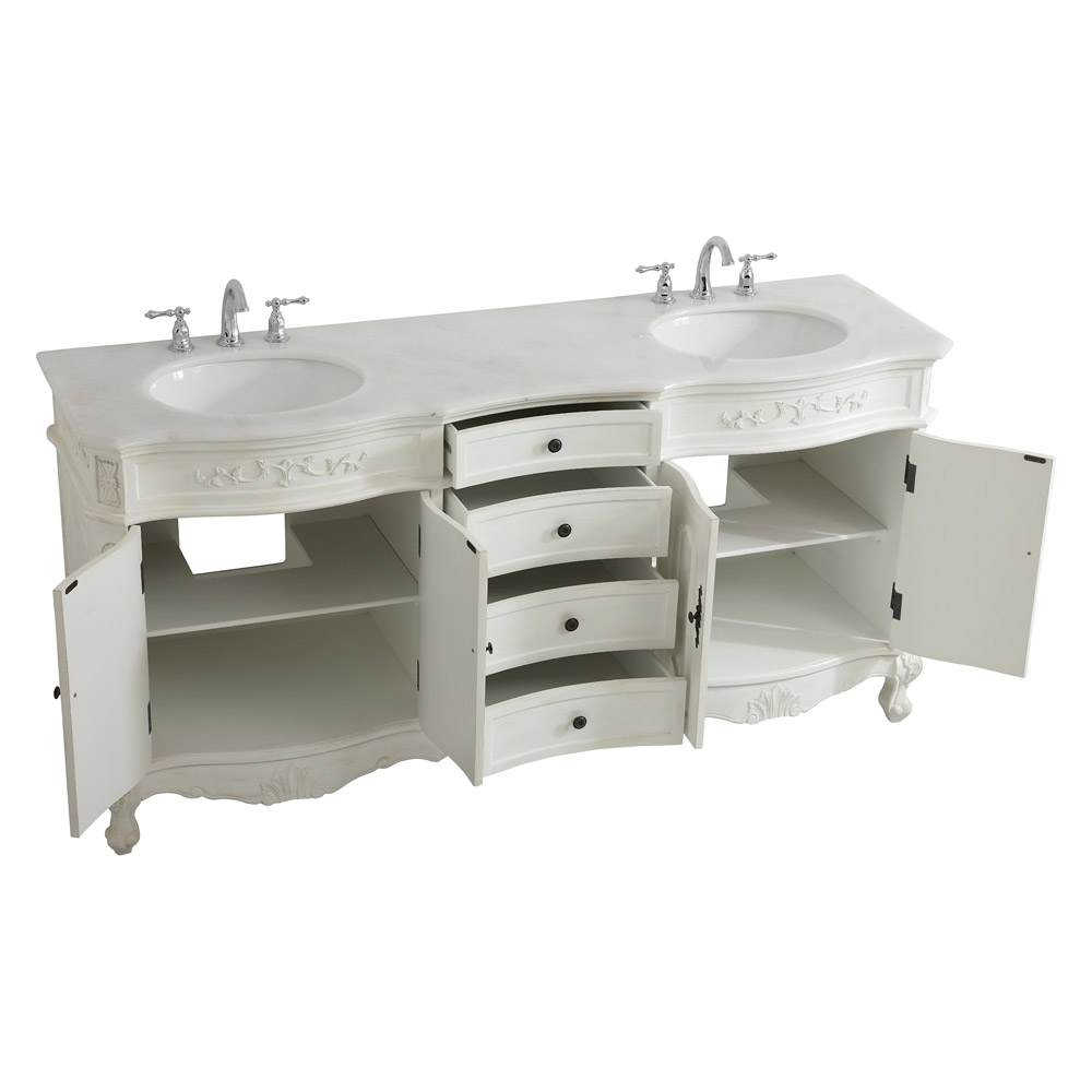 Elegant Danville Double Vanity Sink Set - Antique White (VF10172DAW)