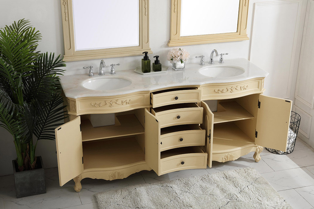 Elegant Danville Double Vanity Sink Set - Light Antique Beige (VF10172DLT)