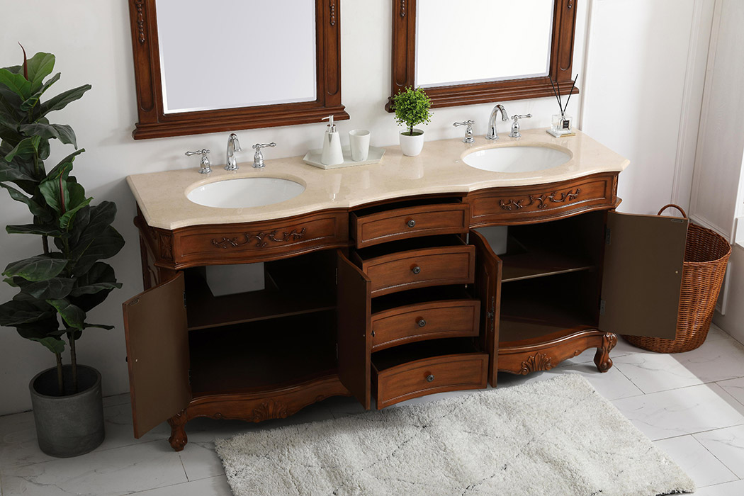 Elegant Danville Double Vanity Sink Set - Teak (VF10172DTK)