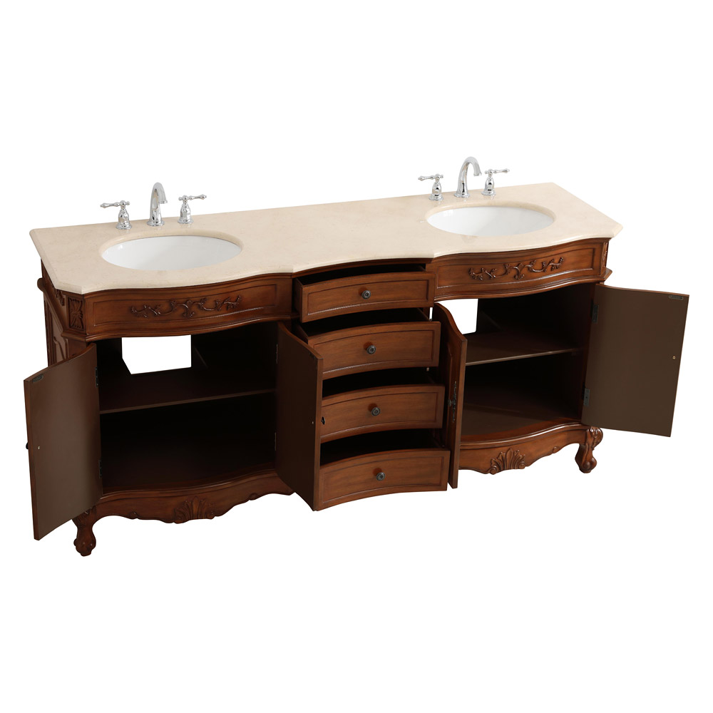 Elegant Danville Double Vanity Sink Set - Teak (VF10172DTK)