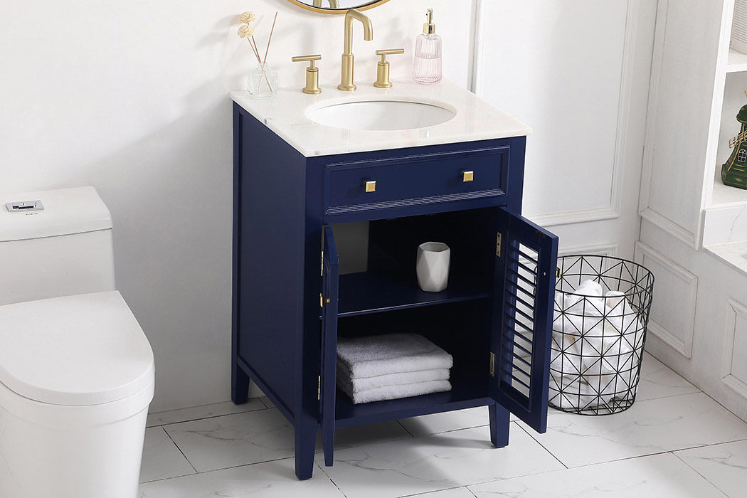 Elegant Cape Cod Free Standing Single Bathroom Vanity Set - Blue, L 24" (VF10424BL)