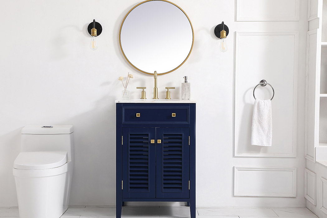 Elegant Cape Cod Free Standing Single Bathroom Vanity Set - Blue, L 24" (VF10424BL)