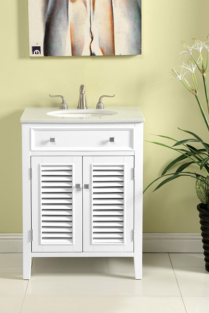 Elegant Cape Cod Free Standing Single Bathroom Vanity Set - White, L 24" (VF10424WH)