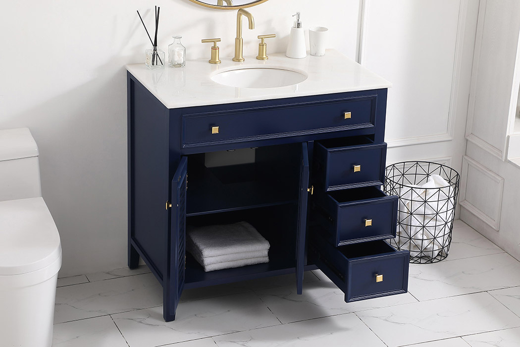 Elegant Cape Cod 36" Free Standing Single Bathroom Vanity Set - Blue (VF10436BL)