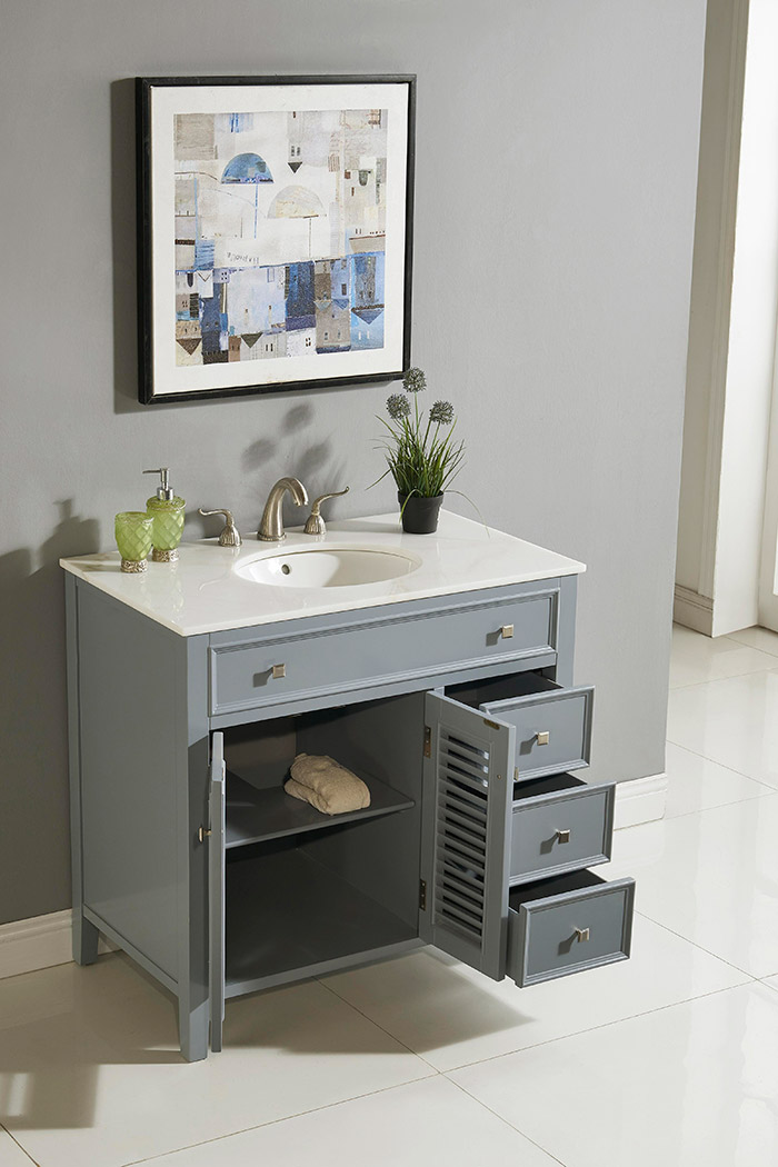 Elegant Cape Cod 36" Free Standing Single Bathroom Vanity Set - Gray (VF10436GR)