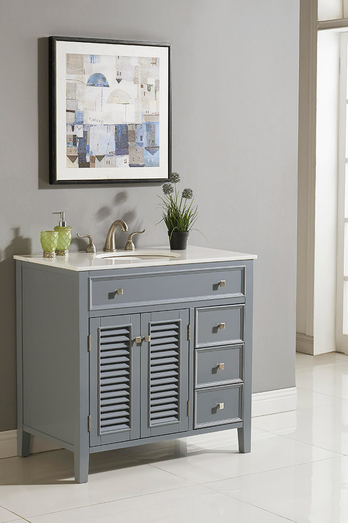 Elegant Cape Cod 36" Free Standing Single Bathroom Vanity Set - Gray (VF10436GR)