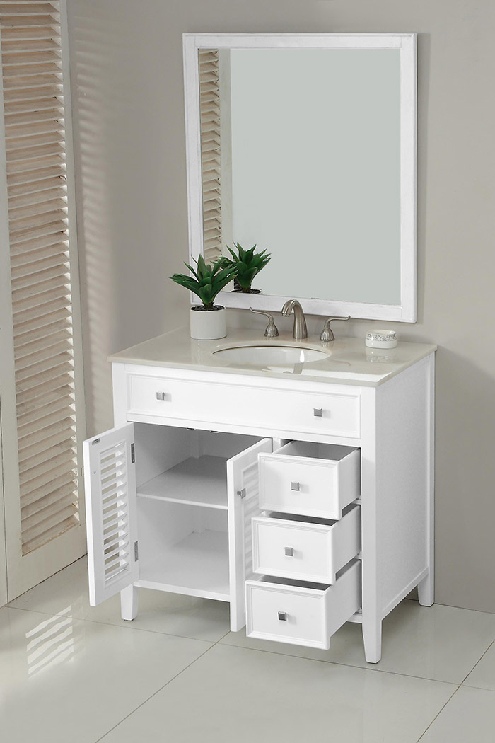 Elegant Cape Cod 36" Free Standing Single Bathroom Vanity Set - White (VF10436WH)