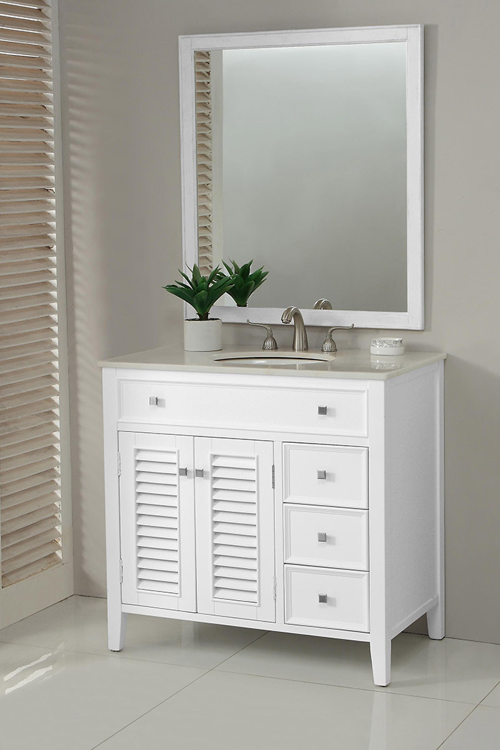 Elegant Cape Cod 36" Free Standing Single Bathroom Vanity Set - White (VF10436WH)