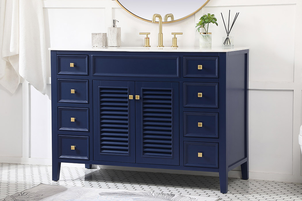 Elegant Cape Cod 48" Free Standing Single Bathroom Vanity Set - Blue (VF10448BL)