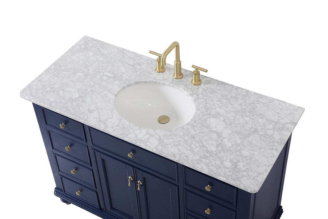 Elegant Otto 48" 8 Drawer Rectangle Single Bathroom Vanity Sink Set - Blue (VF12348BL)