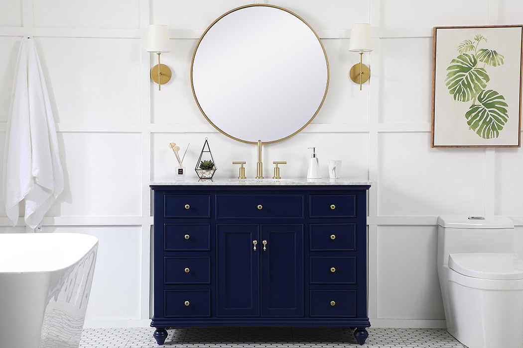 Elegant Otto 48" 8 Drawer Rectangle Single Bathroom Vanity Sink Set - Blue (VF12348BL)