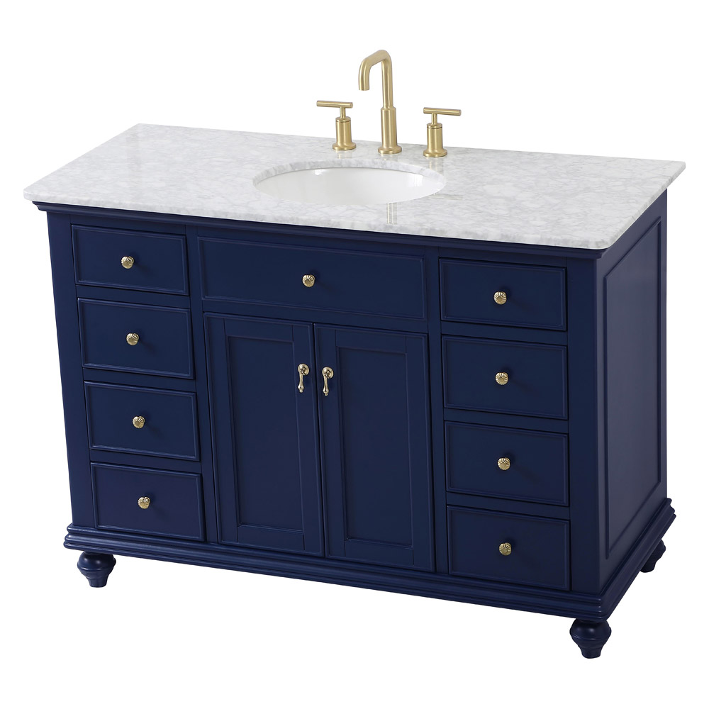 Elegant Otto 48" 8 Drawer Rectangle Single Bathroom Vanity Sink Set - Blue (VF12348BL)