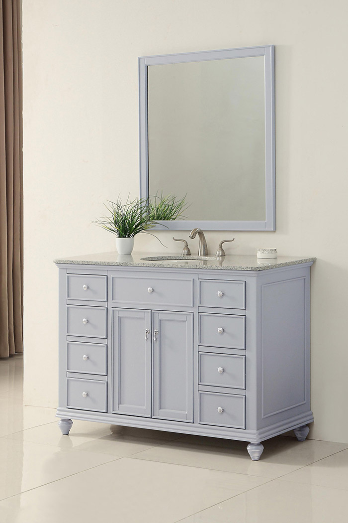 Elegant Otto 48" 8 Drawer Rectangle Single Bathroom Vanity Sink Set - Gray (VF12348GR)