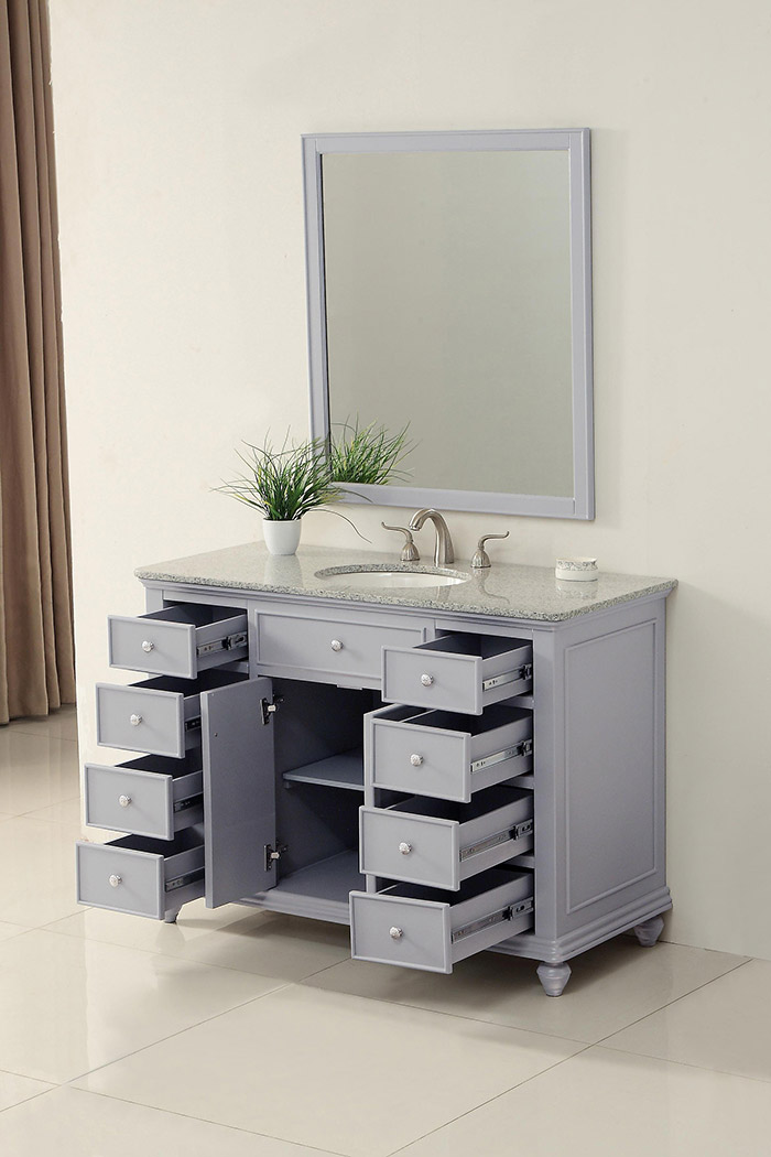 Elegant Otto 48" 8 Drawer Rectangle Single Bathroom Vanity Sink Set - Gray (VF12348GR)