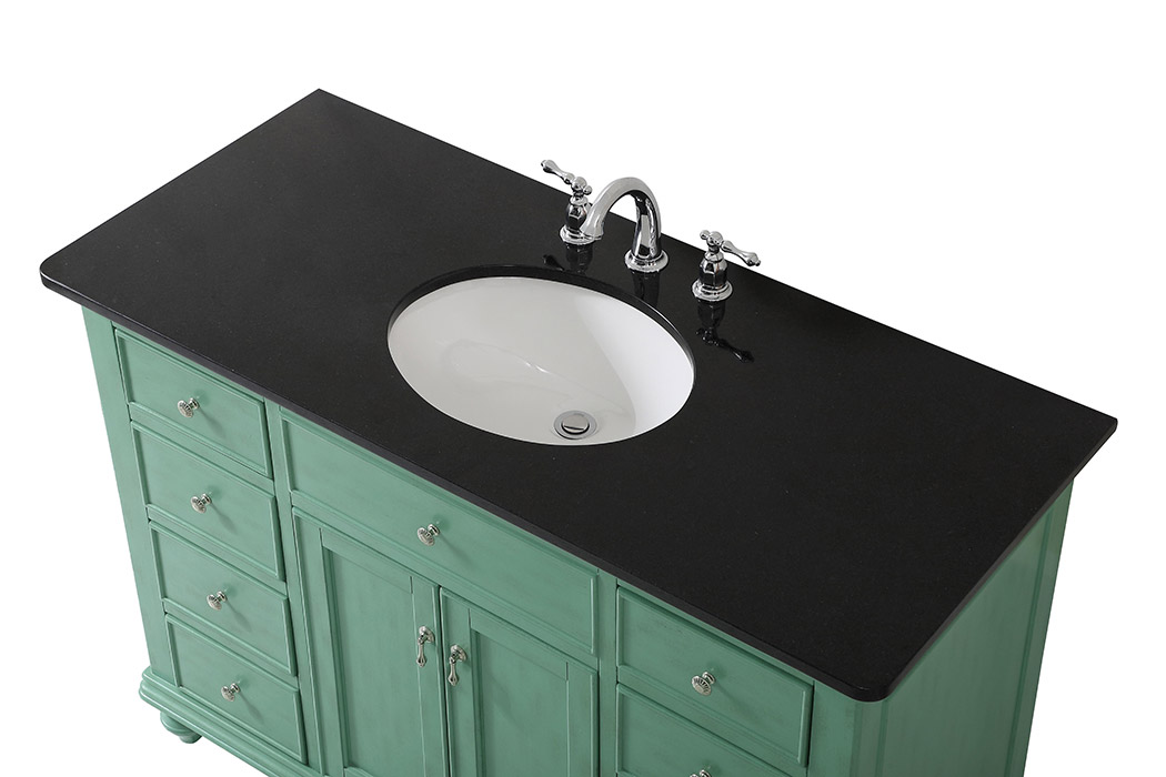 Elegant Otto 8 Drawer Rectangle Single Bathroom Vanity Sink Set - Vintage Mint, 48" (VF12348VM)