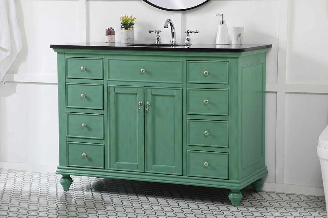 Elegant Otto 8 Drawer Rectangle Single Bathroom Vanity Sink Set - Vintage Mint, 48" (VF12348VM)