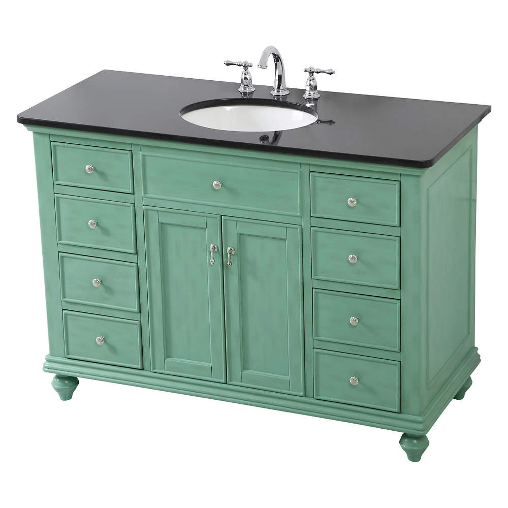 Elegant Otto 8 Drawer Rectangle Single Bathroom Vanity Sink Set - Vintage Mint, 48" (VF12348VM)