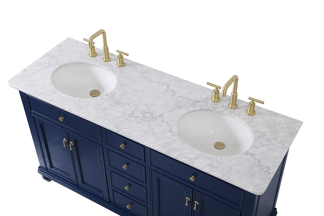 Elegant Otto 60" 4 Drawer Double Rectangle Bathroom Vanity Sink Set - Blue (VF12360DBL)