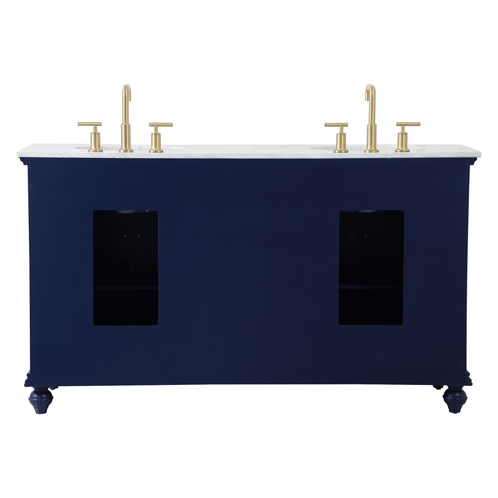 Elegant Otto 60" 4 Drawer Double Rectangle Bathroom Vanity Sink Set - Blue (VF12360DBL)