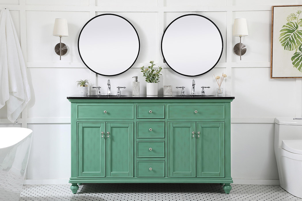 Elegant Otto 4 Drawer Double Rectangle Bathroom Vanity Sink Set - Vintage Mint, 60" (VF12360DVM)