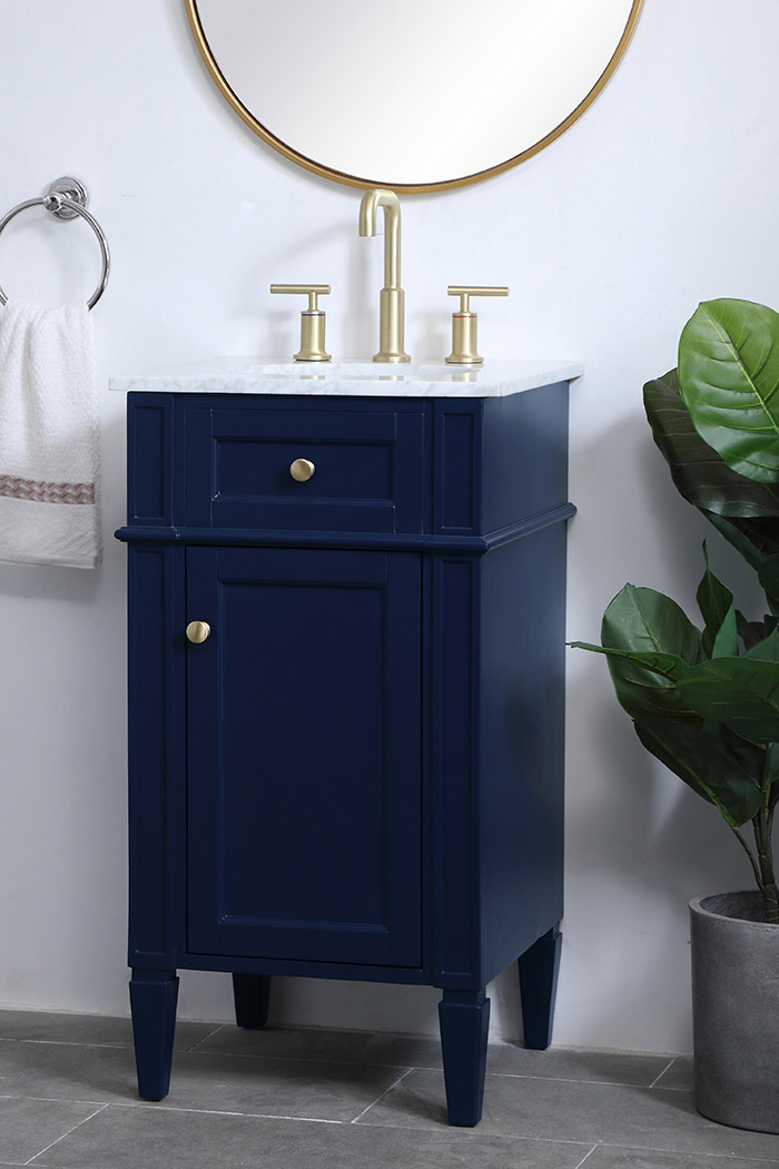 Elegant Single Bathroom Vanity Set - Blue, L 18" (VF12518BL)