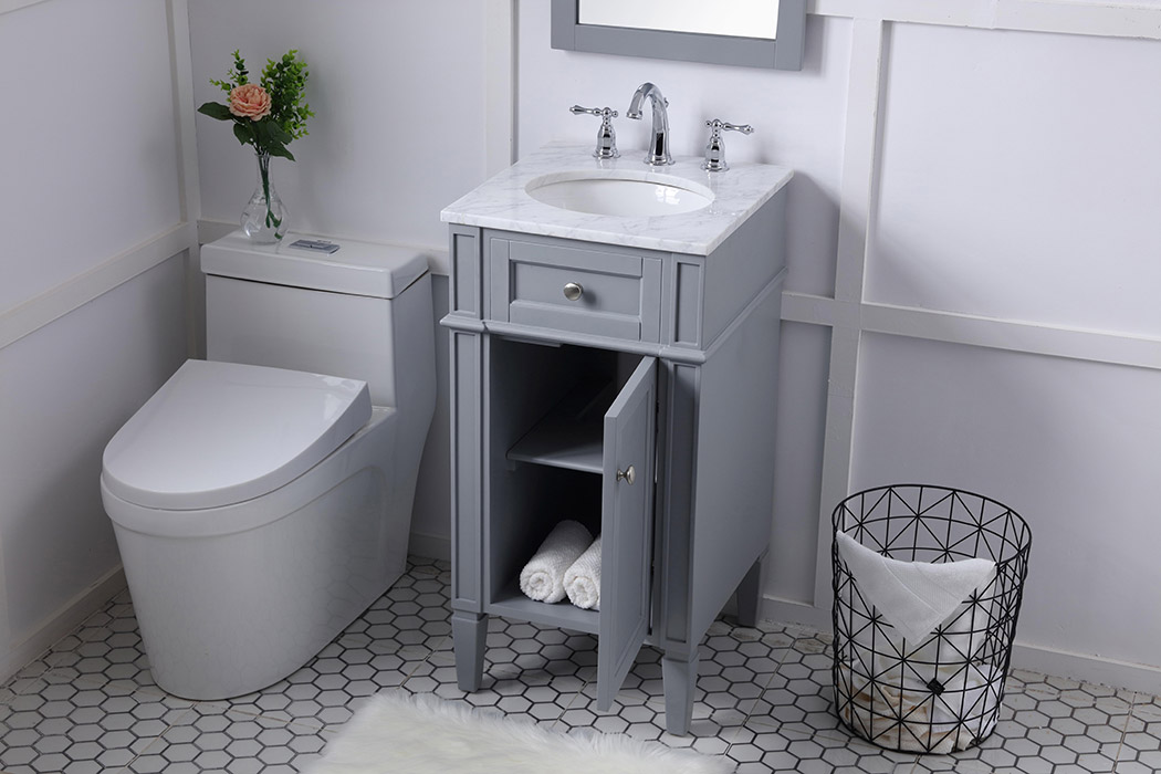 Elegant Single Bathroom Vanity Set - Gray, L 18" (VF12518GR)