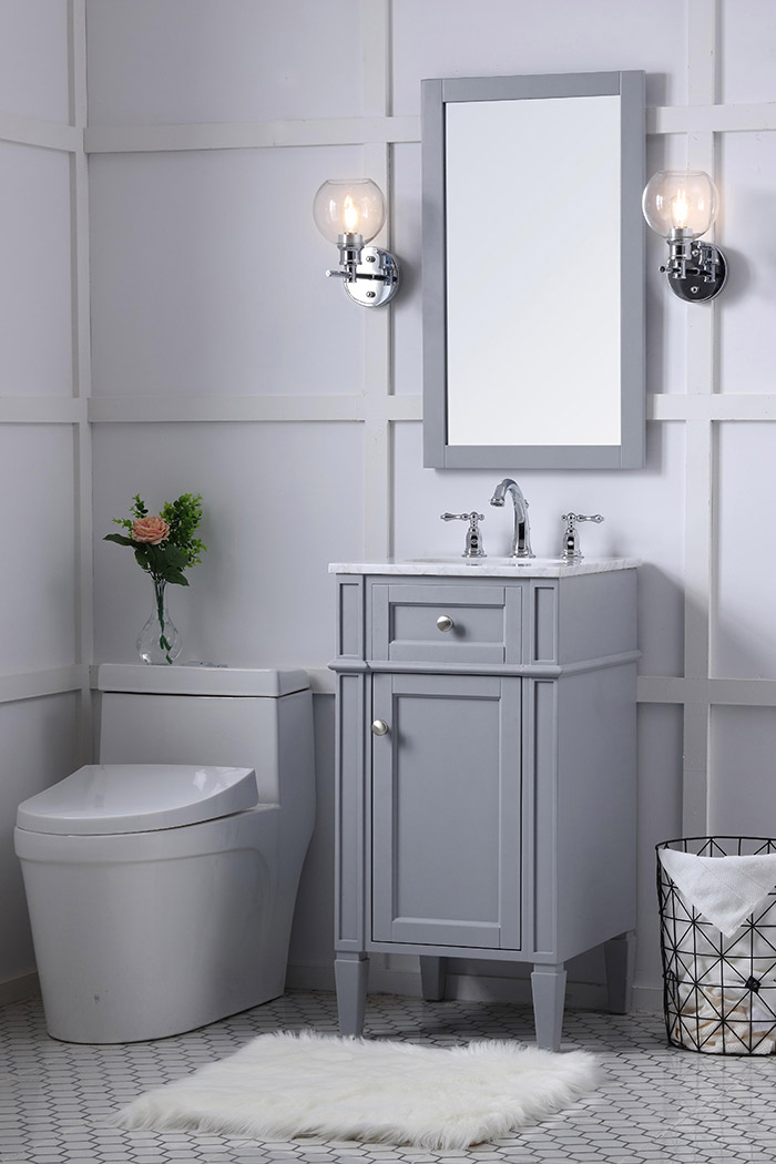 Elegant Single Bathroom Vanity Set - Gray, L 18" (VF12518GR)