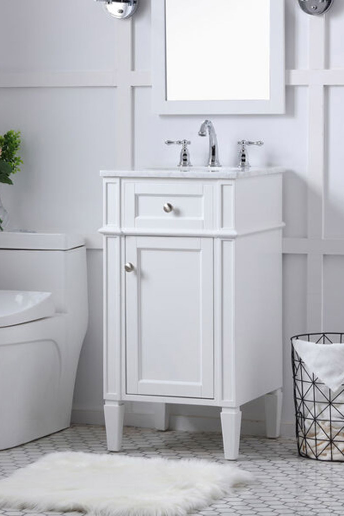 Elegant Single Bathroom Vanity Set - White, L 18" (VF12518WH)