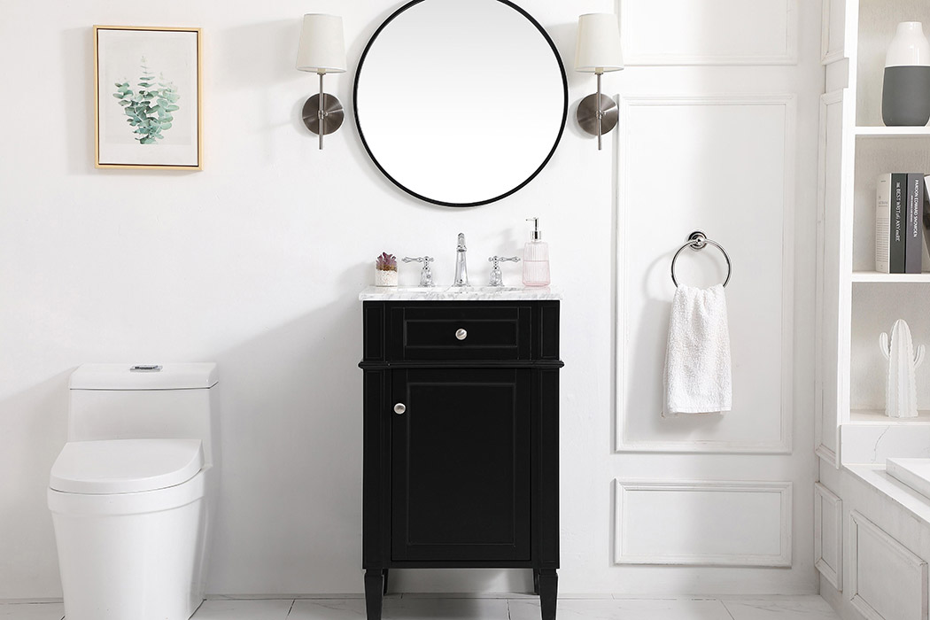 Elegant Single Bathroom Vanity Set - Black, L 21" (VF12521BK)