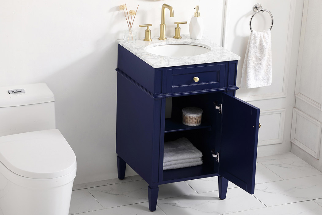 Elegant Single Bathroom Vanity Set - Blue, L 21" (VF12521BL)