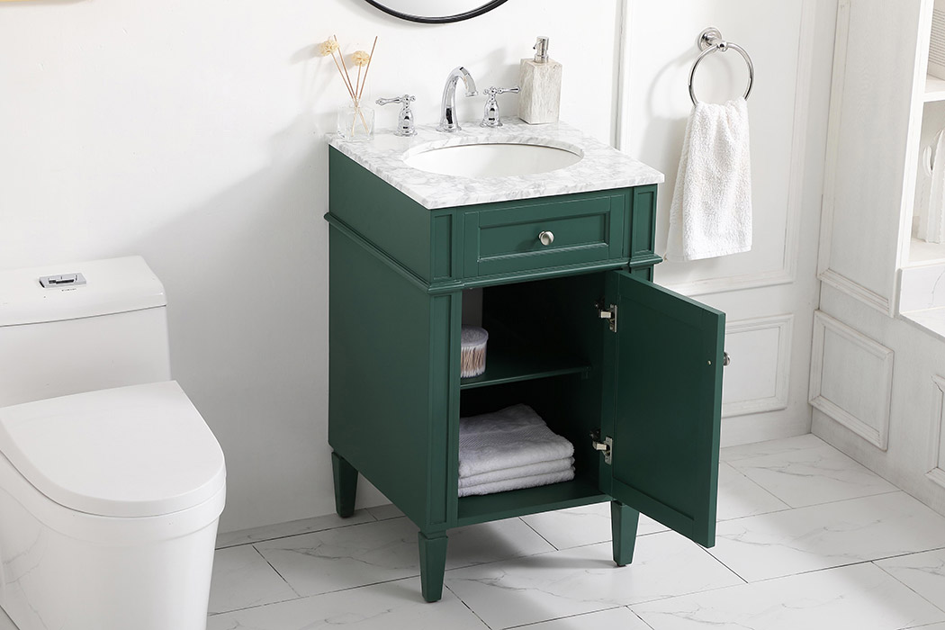 Elegant Single Bathroom Vanity Set - Green, L 21" (VF12521GN)