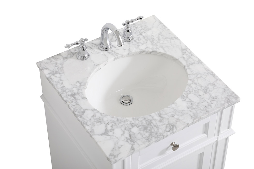 Elegant Single Bathroom Vanity Set - White, L 21" (VF12521WH)