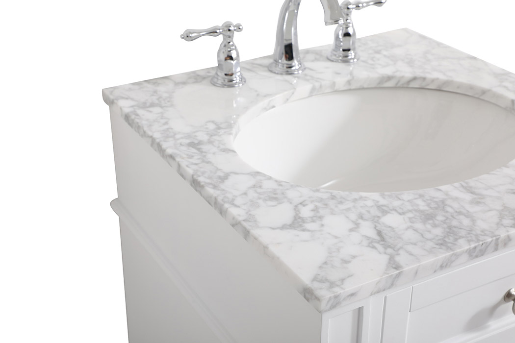 Elegant Single Bathroom Vanity Set - White, L 21" (VF12521WH)