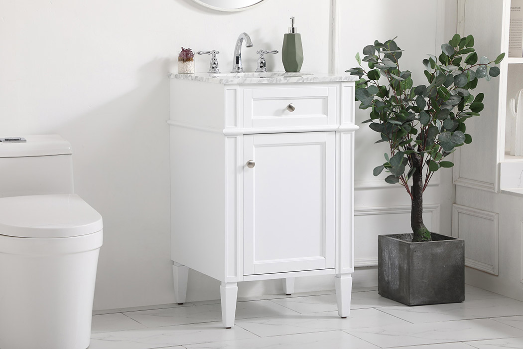 Elegant Single Bathroom Vanity Set - White, L 21" (VF12521WH)