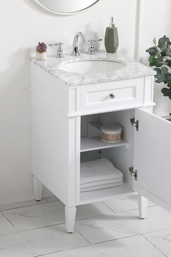 Elegant Single Bathroom Vanity Set - White, L 21" (VF12521WH)