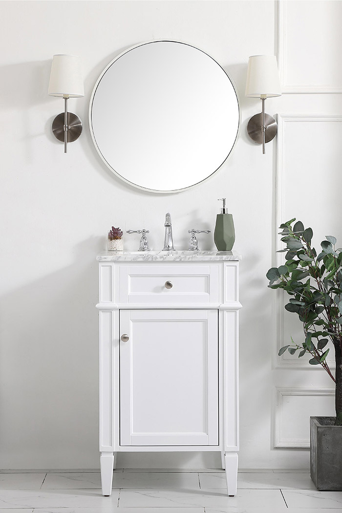 Elegant Single Bathroom Vanity Set - White, L 21" (VF12521WH)