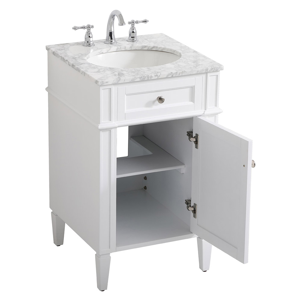 Elegant Single Bathroom Vanity Set - White, L 21" (VF12521WH)