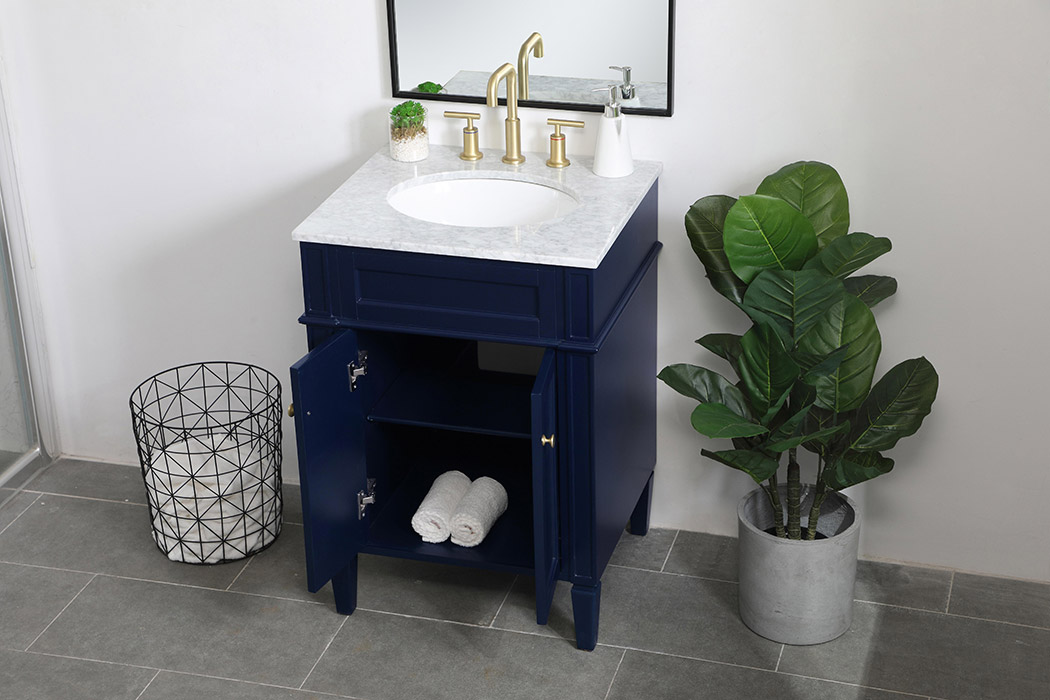 Elegant Single Bathroom Vanity Set - Blue, L 24" (VF12524BL)