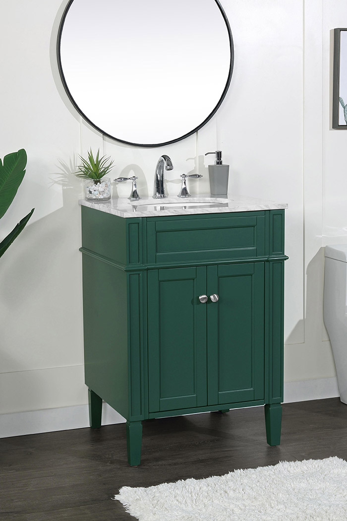 Elegant Single Bathroom Vanity Set - Green, L 24" (VF12524GN)