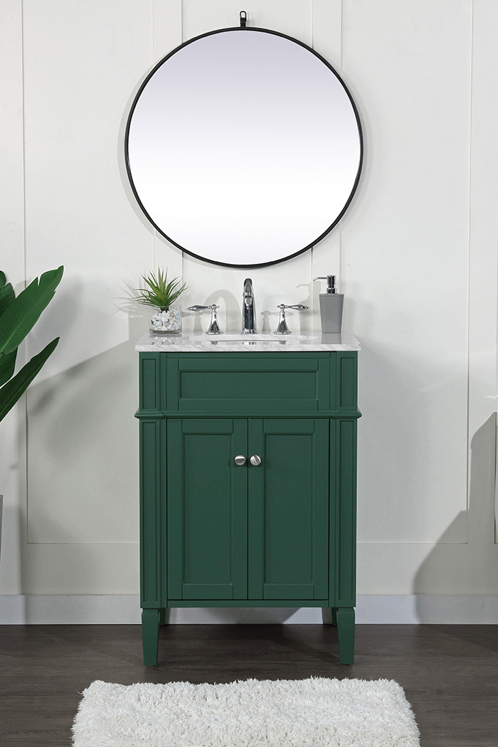 Elegant Single Bathroom Vanity Set - Green, L 24" (VF12524GN)