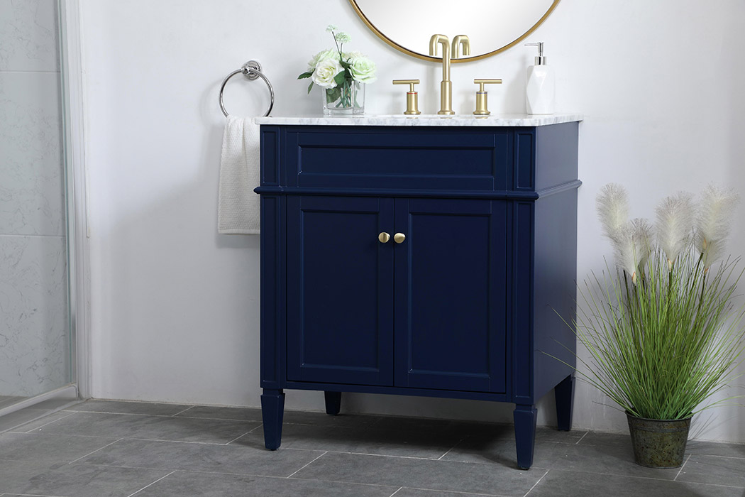 Elegant Single Bathroom Vanity Set - Blue, L 30" (VF12530BL)