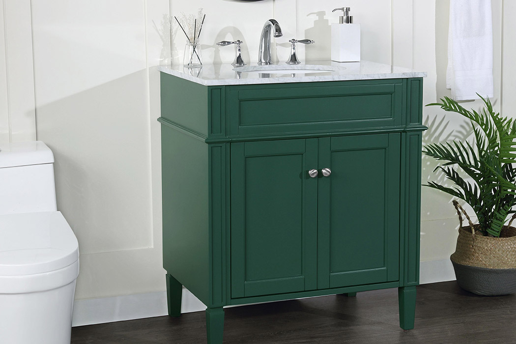 Elegant Single Bathroom Vanity Set - Green, L 30" (VF12530GN)