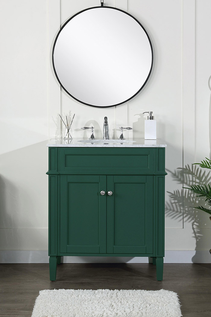 Elegant Single Bathroom Vanity Set - Green, L 30" (VF12530GN)