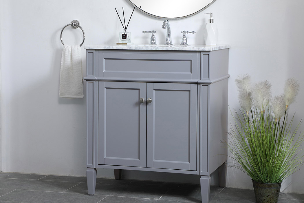 Elegant Single Bathroom Vanity Set - Gray, L 30" (VF12530GR)