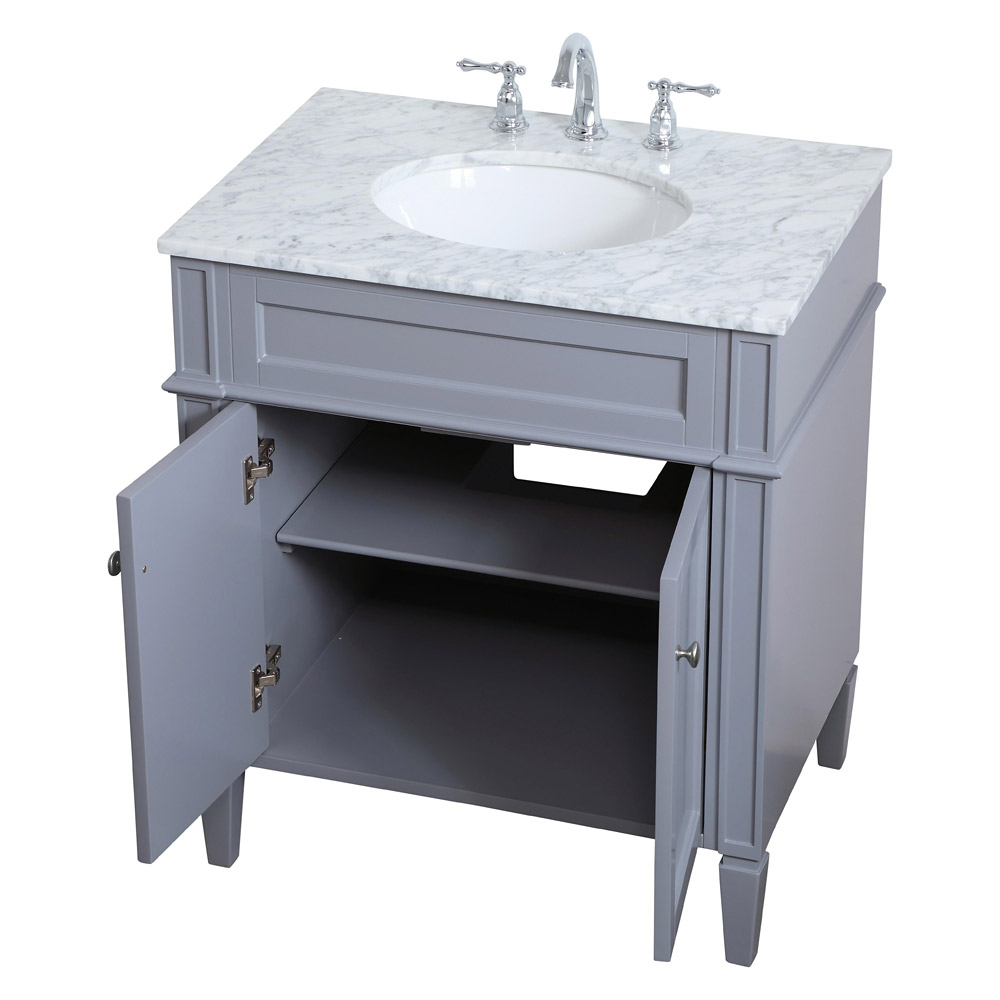 Elegant Single Bathroom Vanity Set - Gray, L 30" (VF12530GR)