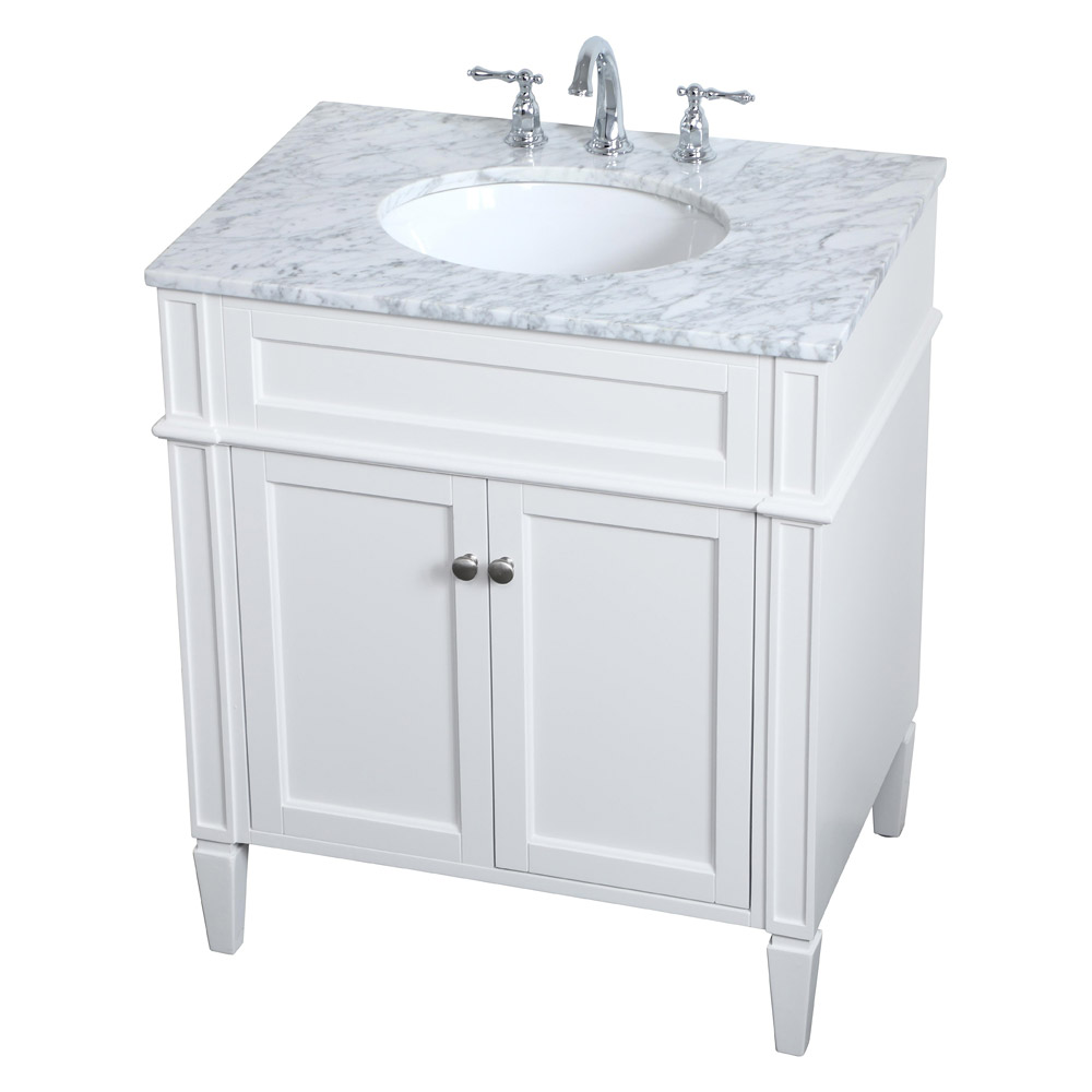 Elegant Single Bathroom Vanity Set - White, L 30" (VF12530WH)